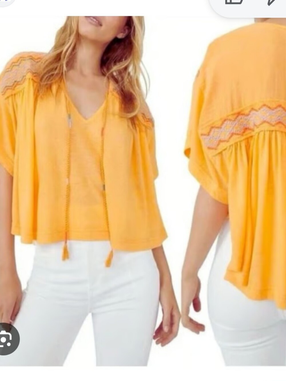 Free People Ginger Orange Embroidered Women’s Market Tee